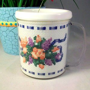 Handmade Completed Cross Stitch Mug Special Mom Floral Bouquet